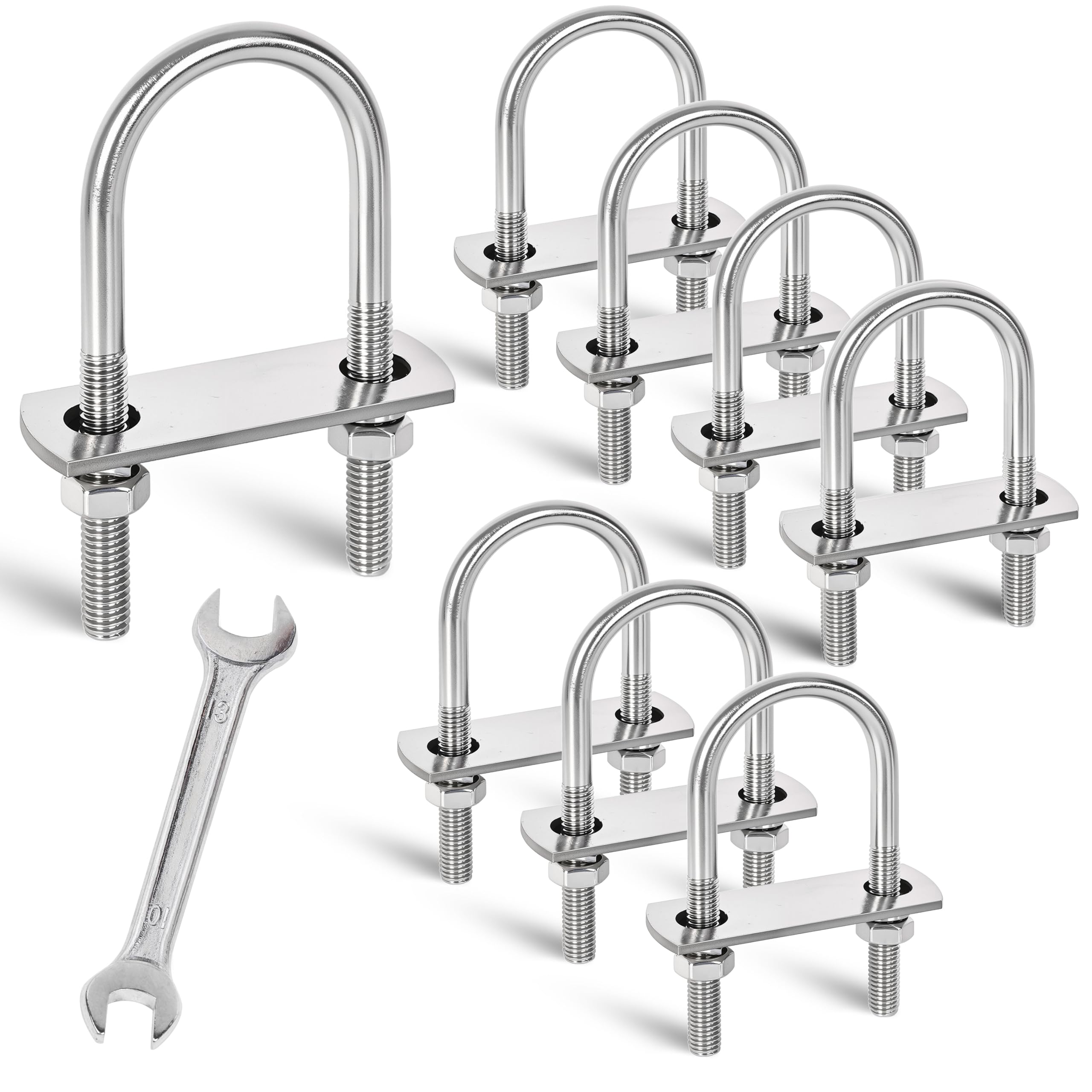 M8 U-Bolts - 4 Sets Stainless Steel -19