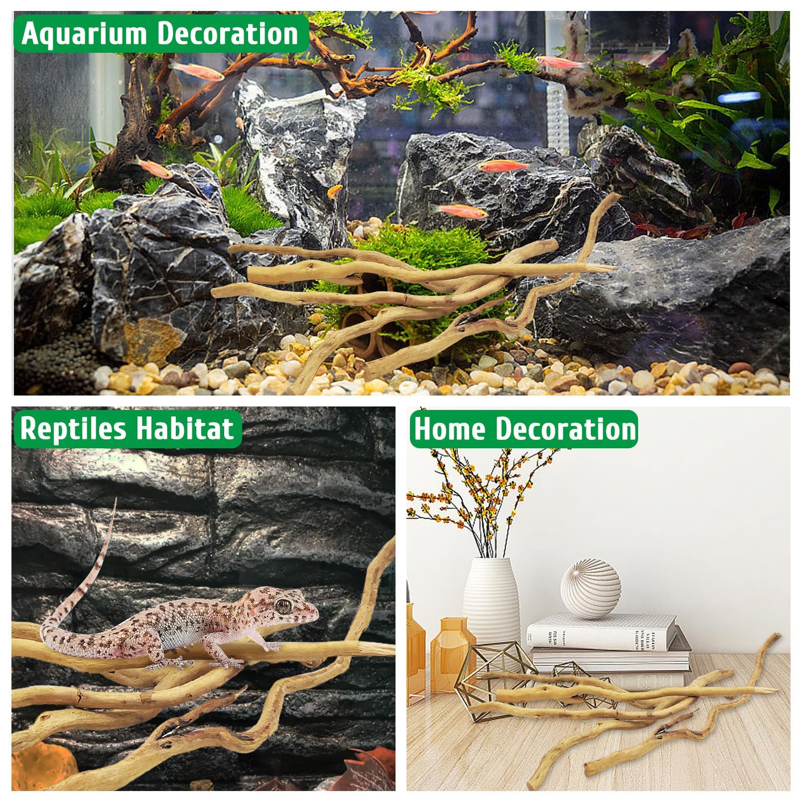 kathson Natural Driftwood for Aquarium Red Moor Driftwood Mix 12''-16'' Long Driftwood for Decorations 100 g Aquarium Driftwood Assorted Shapes Natural Aquarium Decor Driftwood(100 - Image 3