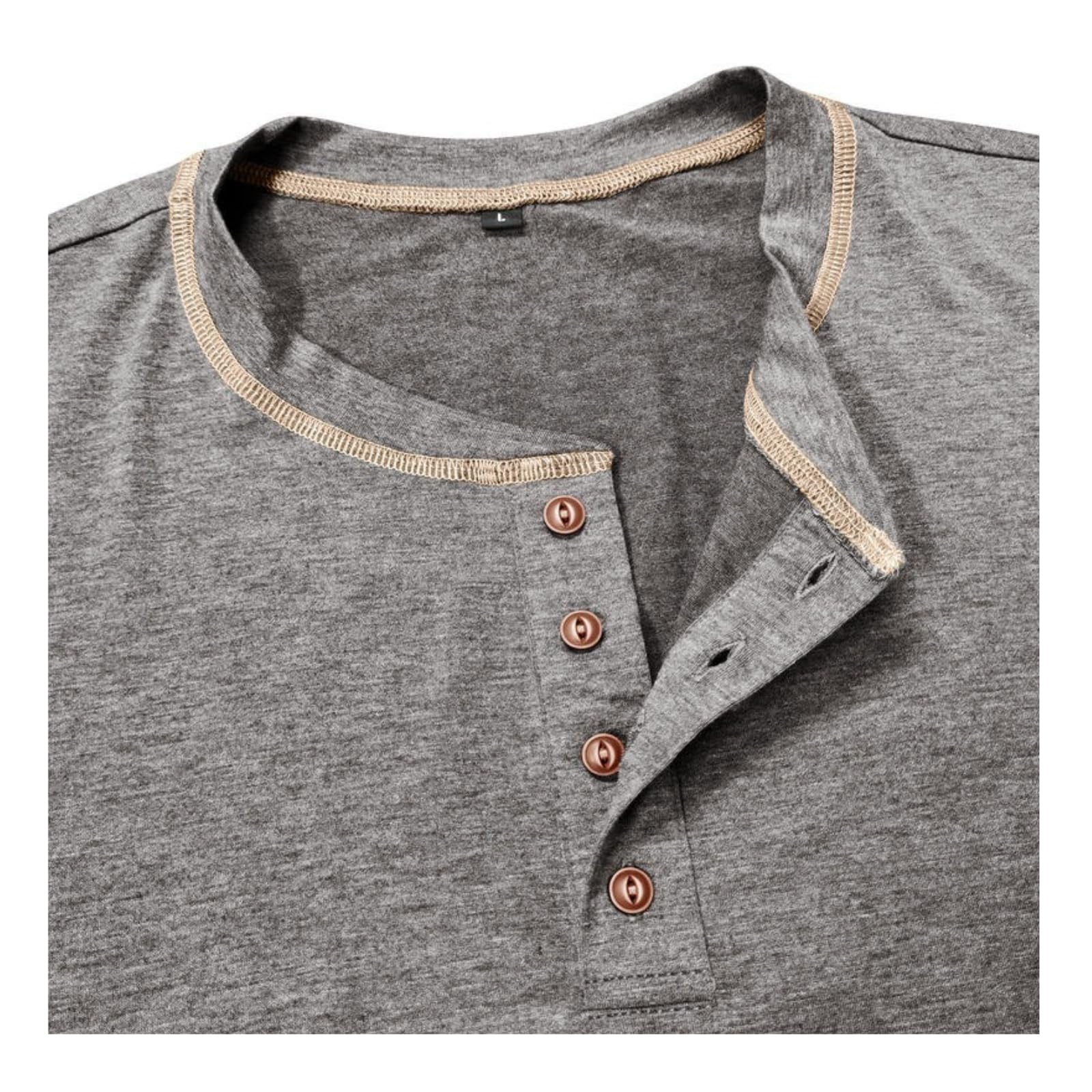 LAOARA T Shirt Uomo Maglietta Manica Lunga Cotone Slim Fit Henley Tshirt Maglia Bottone Magliette M-2XL