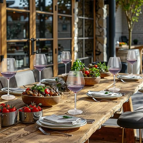 Miniatura 5 de Generic Juego de 4 copas de vino de plástico de 14 onzas, vasos de vino de Tritan irrompibles con tallo, sin BPA, aptas para lavavajillas, perfectas