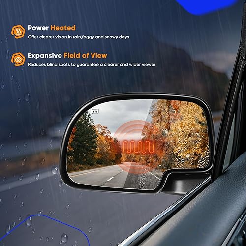 Miniatura 5 de ECCPP - Espejo retrovisor eléctrico para remolcar, con calefacción y luz para el suelo, para Chevy Avalanche, Suburban Tahoe, GMC Yukon XL, años