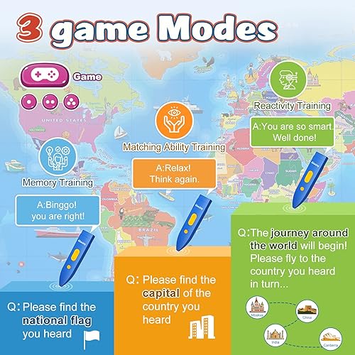 Miniatura 17 de V2 - Mapa interactivo para niños, mapa bilingüe de Estados Unidos para el aprendizaje de niños, póster educativo para hablar de EE. UU.