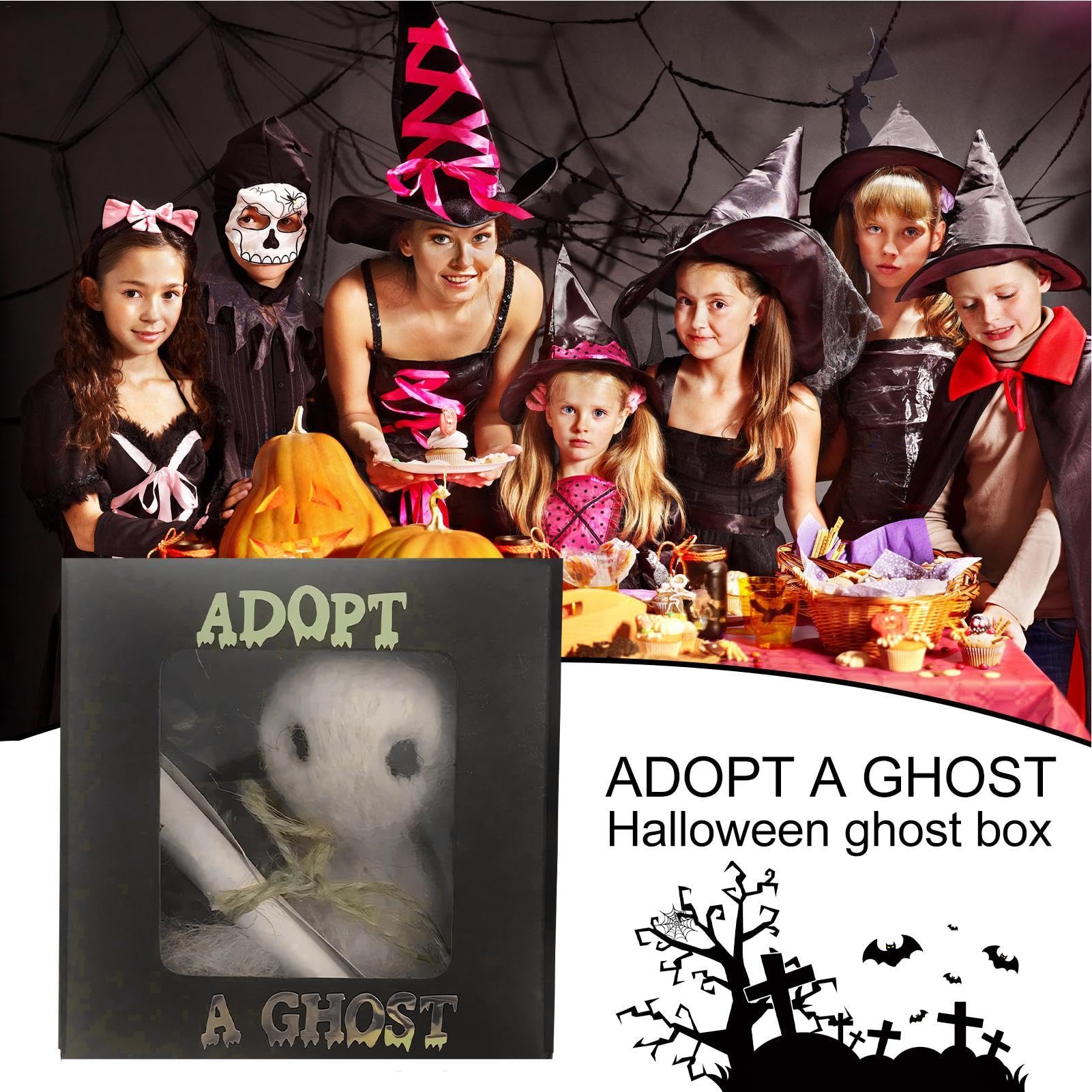 Adopta Un Fantasma,Adopta Un Fantasma En Una Caja Lindo Pequeño Fantasma De Bolsillo,Muñeco Fantasma De Fieltro Sobrenatural Compañero para Decoraciones De Halloween