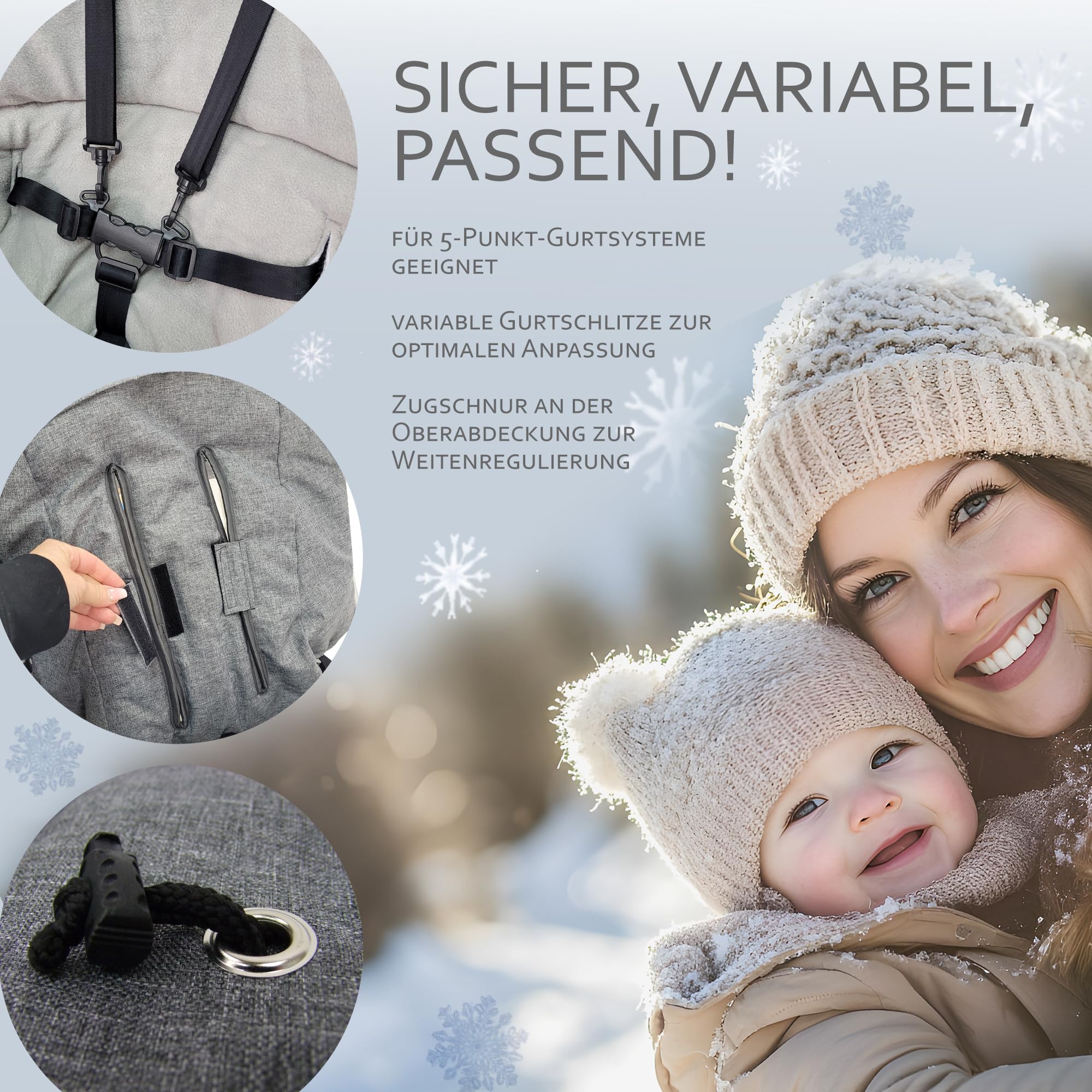 Chancelière d'hiver - Compatible avec les modèles de poussettes Bugaboo - En polaire thermique réglable - Gris foncé