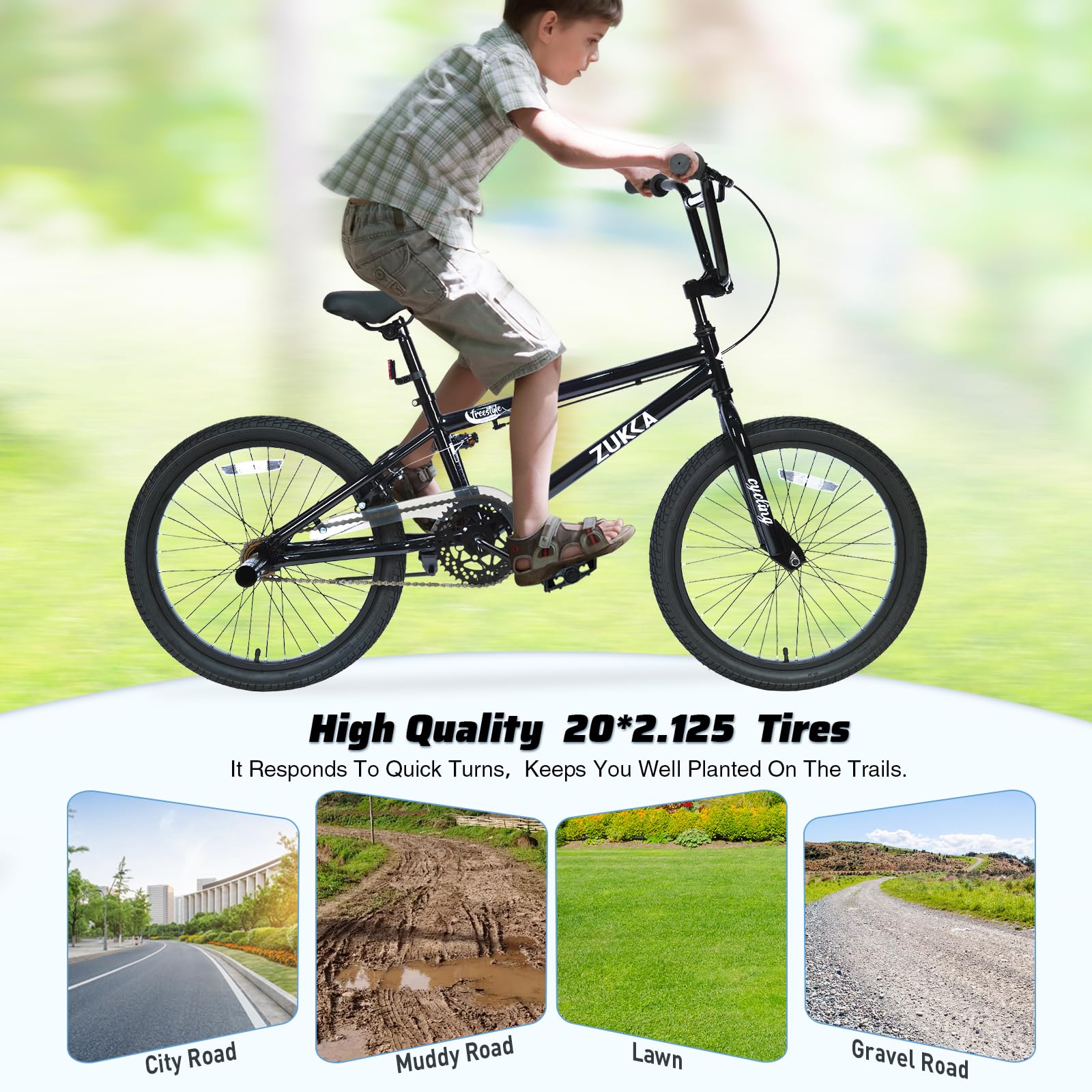 Amazon.com: KWOJU 20 Inch Kids Bike Freestyle BMX Bikes for 7-10