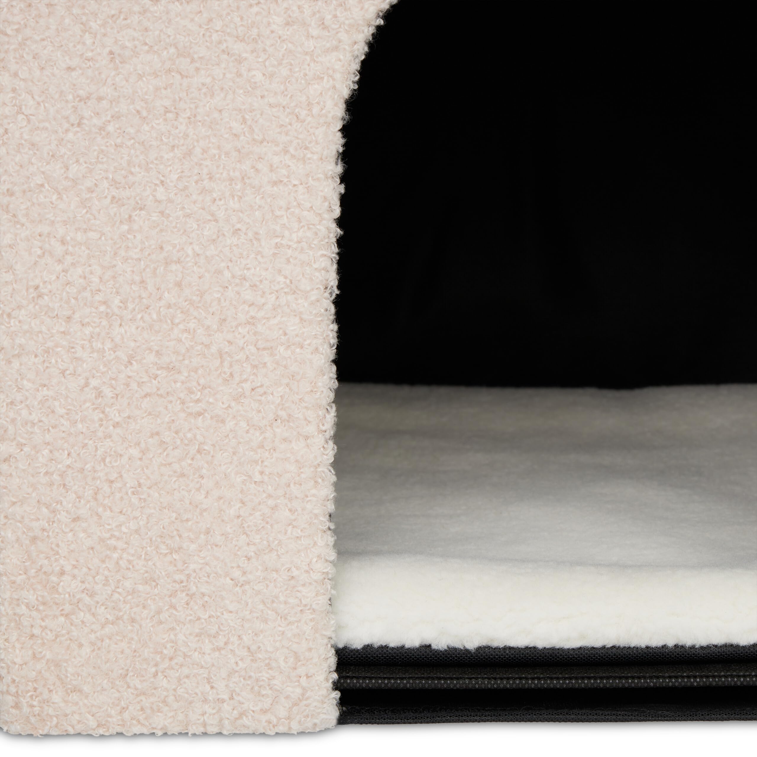 Relaxdays Niche pour Chat, Pliable et Moelleux, Lieu de Refuge, Surface à griffer, H x L x P : 44 x 48 x 41 cm, Beige