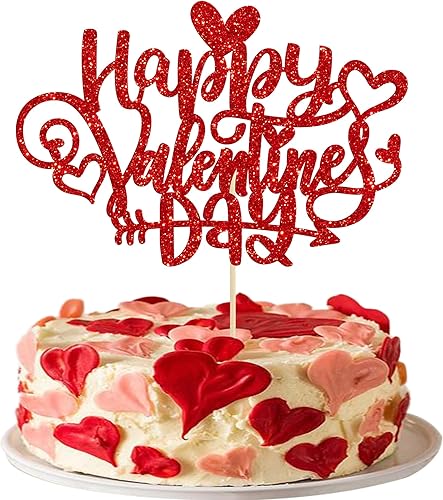 Gyufise 1 decoración de pastel para el día de San Valentín con purpurina dulce corazón de San Valentín, decoración para feliz día de San Valentín, Gyufise 1 decoración de pastel para el día de San Valentín con purpurina dulce corazón de San Valentín, decoración para feliz día de San Valentín,