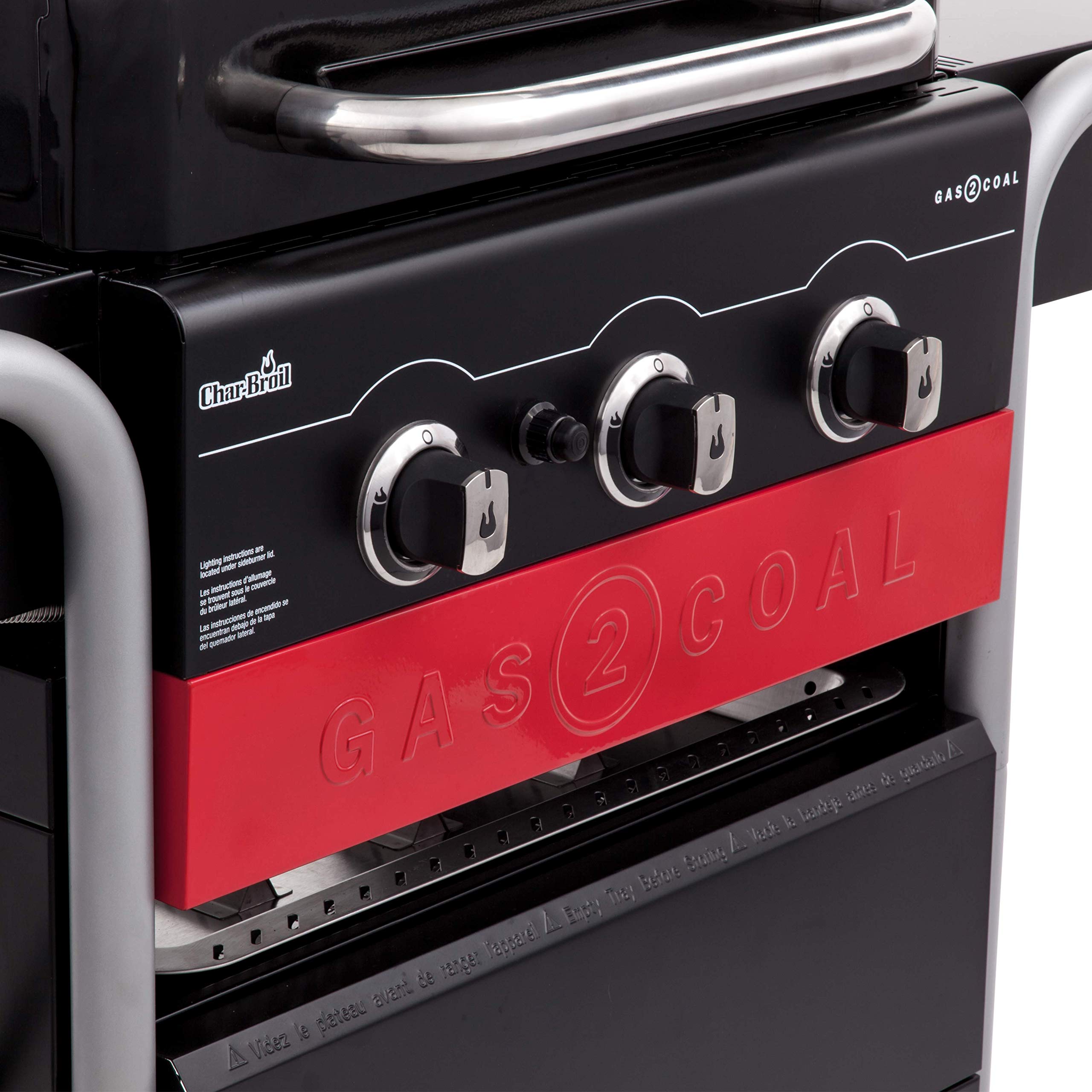 Char-Broil Gasgrill, Kohlegrill Gas2Coal 330 Hybrid Grill, 3 Brenner mit Seitenbrenner - Ideal für draußen, Garten, Terrasse