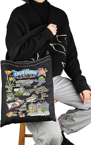 Miniatura 6 de Bolsa de mano de California Regalos de recuerdo de California, bolsa de hombro del estado de California, bolsa de comestibles retro para regalos de