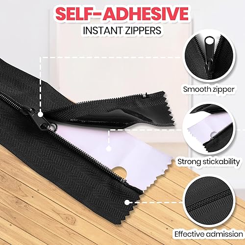 Vista 13 de CALPALMY Paquete de 4 cremalleras protectoras contra el polvo de alta resistencia (rojo) – Cremallera instantánea autoadhesiva para puerta – 7 pies