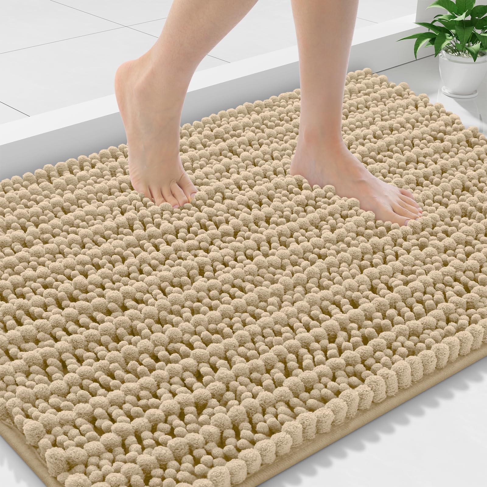 Smiry Bathroom Rugs 36X24, Extra Soft Rubber Backing Chenille Bath Mats