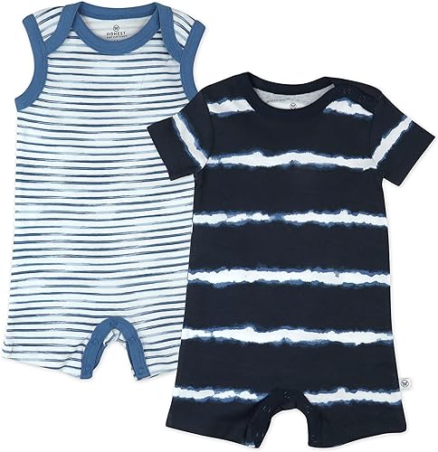 HonestBaby Multipack Short Romper Sets and Dresses 100% Organic Cotton for Infant Baby and Toddler Boys, Girls, Unisex