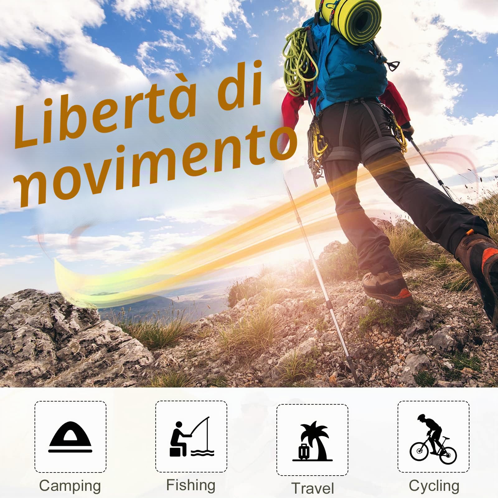 Pantaloni da Trekking da Uomo, Pantaloni da Camminata Leggeri ad Asciugatura Rapida, Pantaloni Traspiranti Idrorepellenti da Uomo all'aperto con Tasche Zip