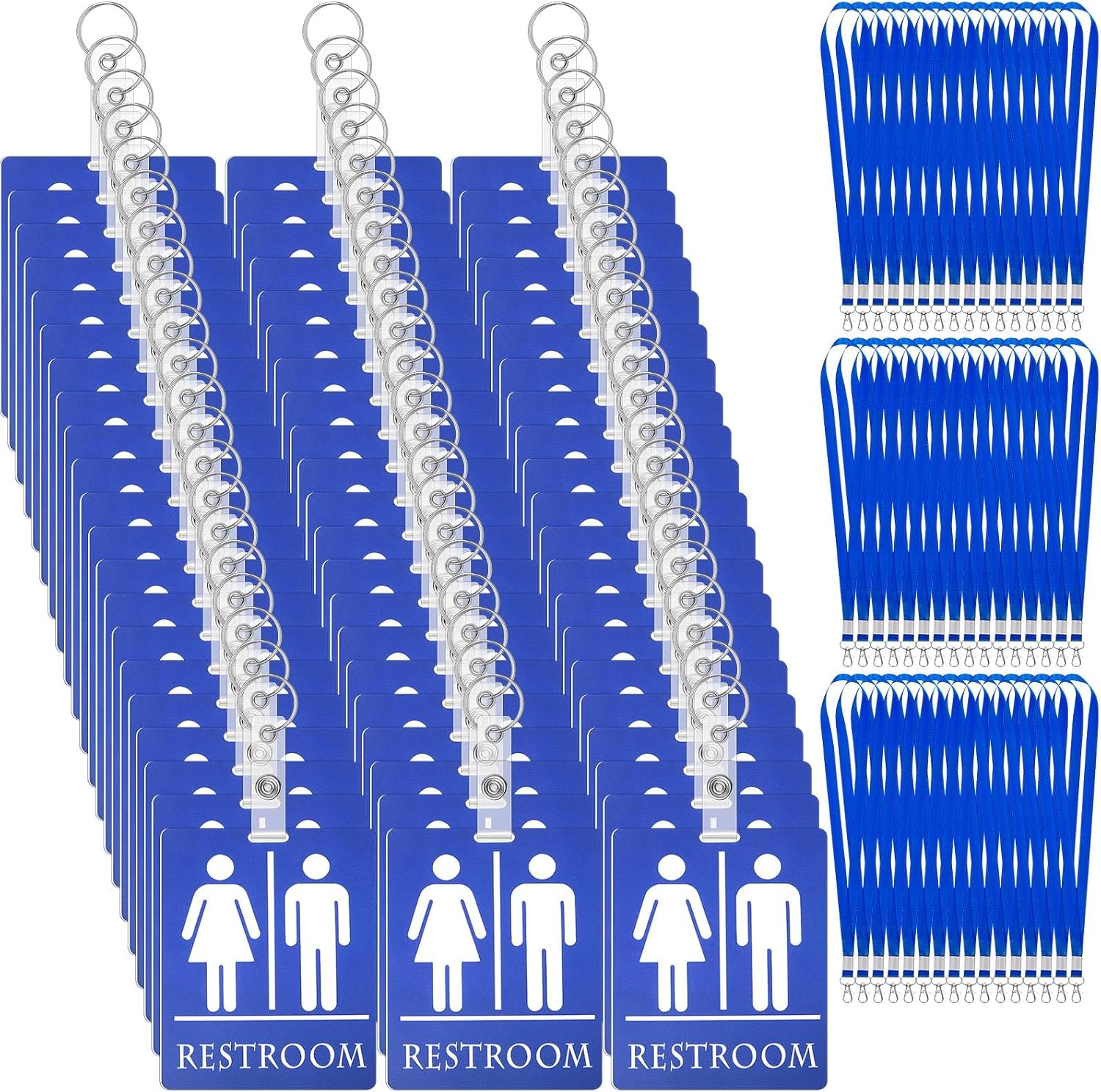 Tinlade 64 Set Bathroom Pass Restroom Hall Pass for Classroom with Keychain Holder with Lanyard for Women Men