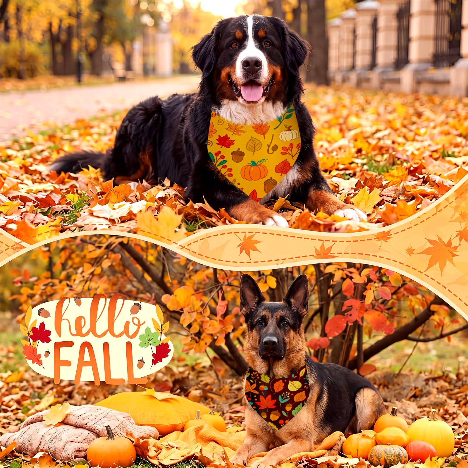Weewooday 50 bandane autunnali per cani sfuse per animali domestici morbidi bavaglini triangolari regolabili bandana per accessori per la toelettatura di piccole, medie e grandi dimensioni (pianta