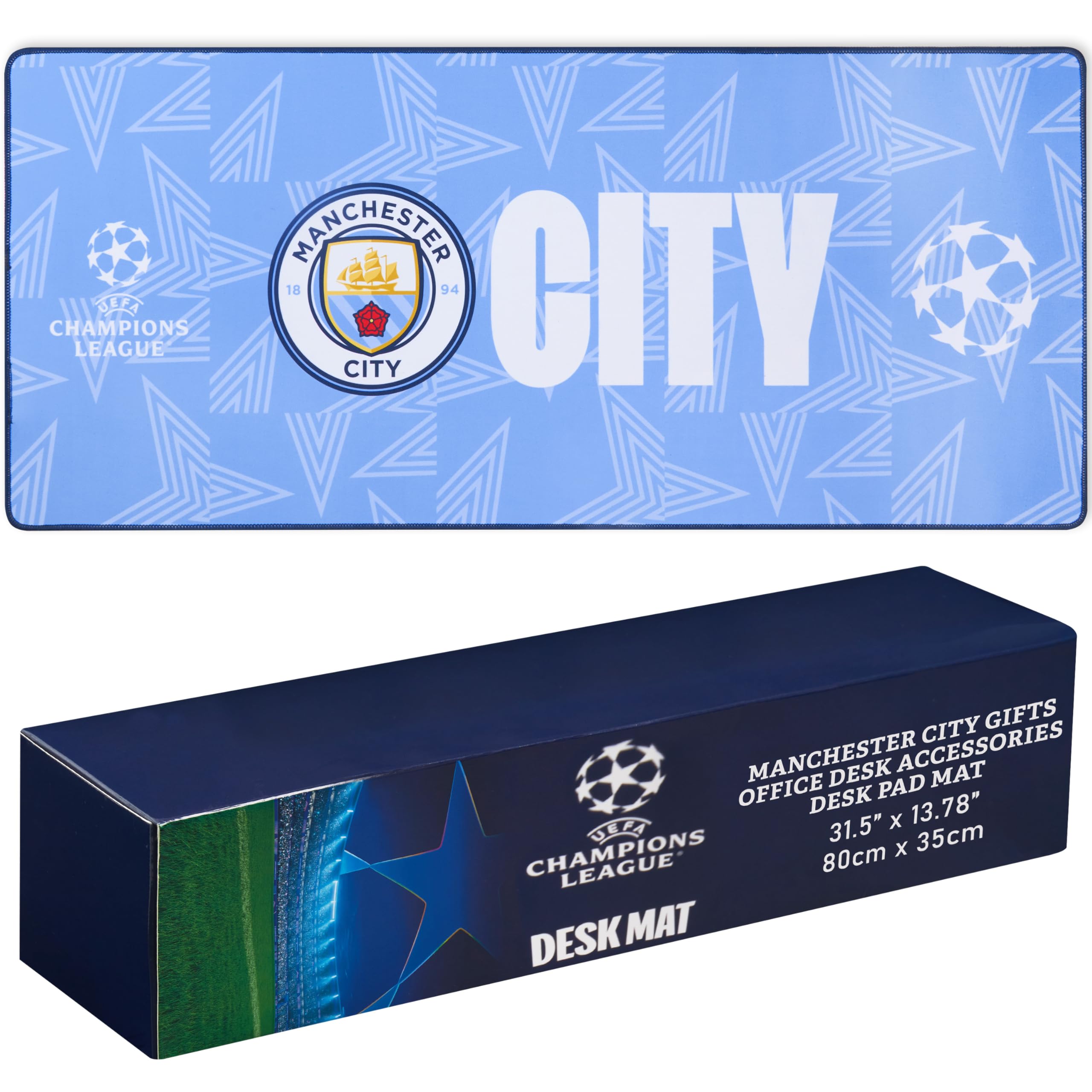 Manchester City FC Desk Mat 31 5x14 Inch Large Mouse Pad Gaming Office Desk Accessories Non Slip Rubber