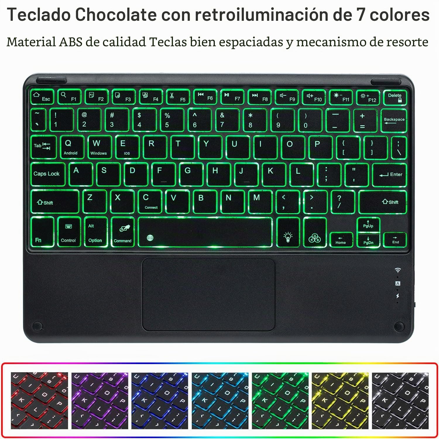 Funda con Teclado para Microsoft Surface Go 4 / Go 3 / Go 2 / Go, 7 Colores Retroiluminación Desmontable Panel Táctil Bluetooth Teclado Español Ñ con Mouse
