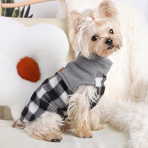 Miniatura 2 de Samll Suéter de forro polar para perro, chaleco a cuadros, suéter cálido para mascotas, chaleco de forro polar suave y elástico, ropa de chihuahua,