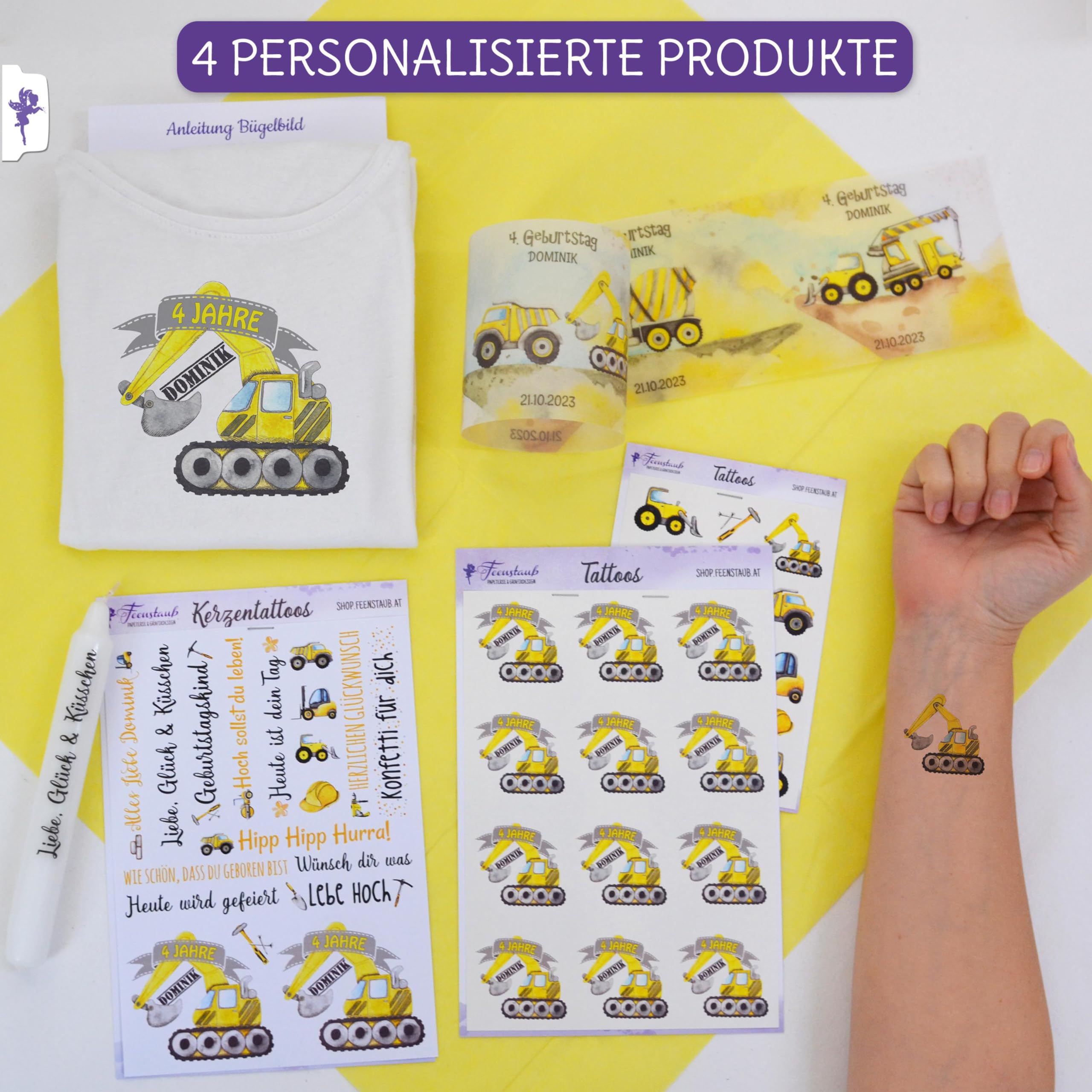 Feenstaub Kindergeburtstag Mottobox, Baustelle, Kindergeburtstag Deko, Bagger Geburtstag, Baustellenparty Party Set, Einladungskarten, Baustellen Deko, Kindergeburtstag Bauarbeiter