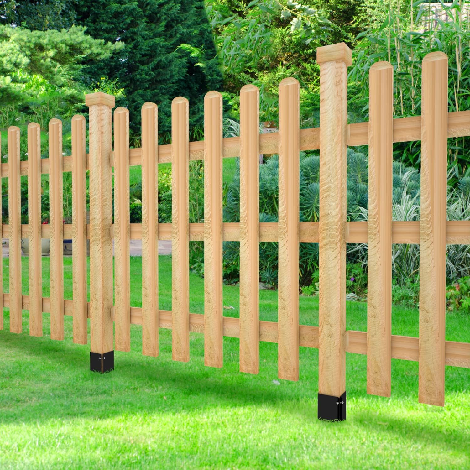 Fence Post Anchor 32 inch Ground Spike Heavy Duty Black Powder Coated Fence Stakes Post Base for Mailbox, 32 x 4 x 4 Inches Outer Diameter (Inner Diameter 3.6 x3.6 Inches), Pack of 4