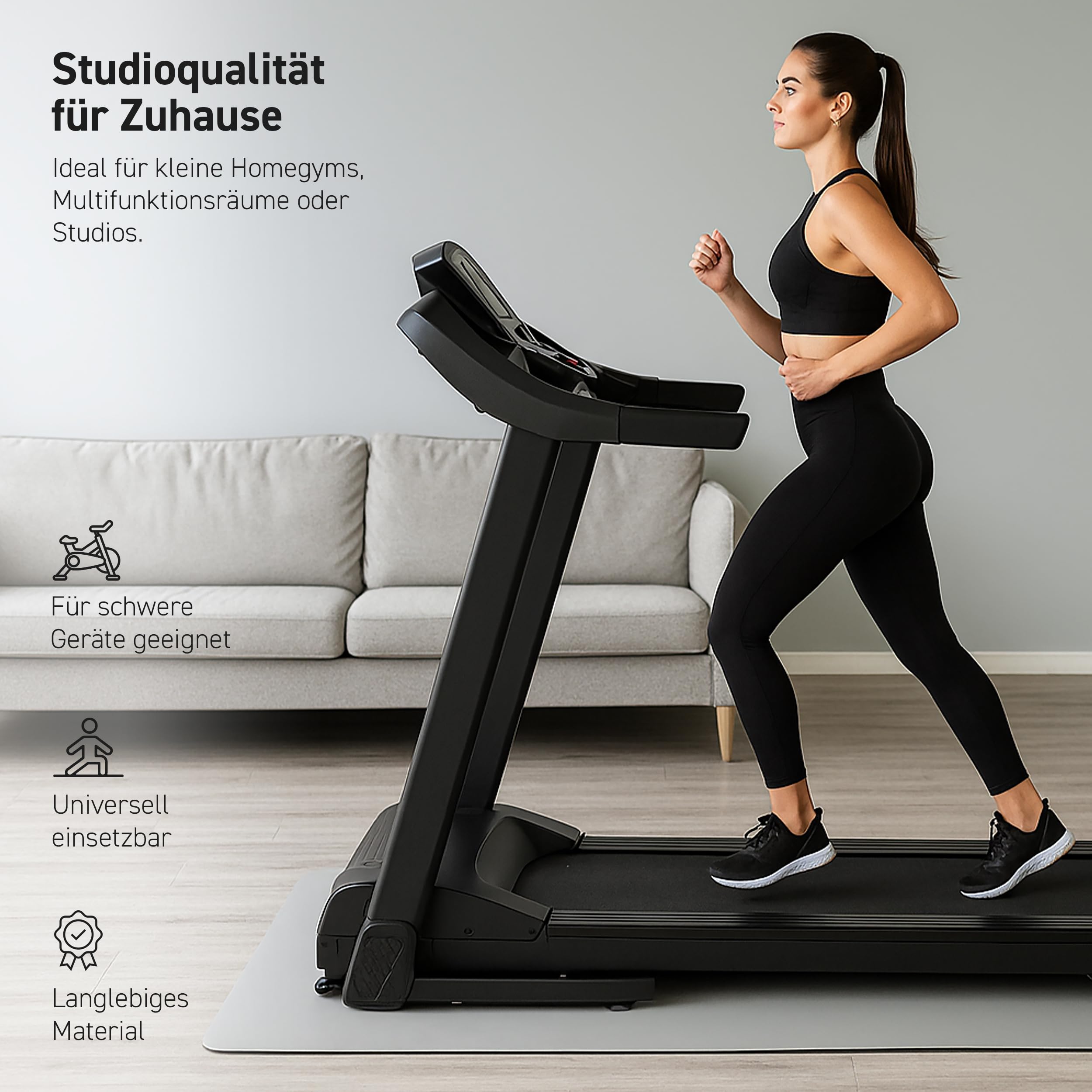 MSPORTS Bodenschutzmatte Premium für Fitnessgeräte - wiederstandsfähige Unterlage für Crosstrainer, Hometrainer & Laufband – Trainingsmatte für Gym, Yoga & Pilates