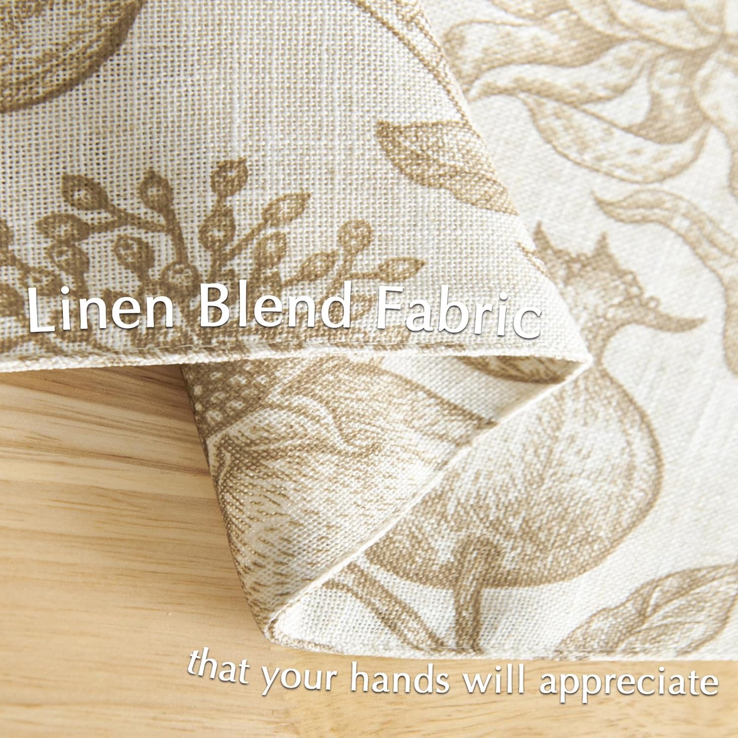 JINCHAN Linen Floral Placemats Set of Cloth Table Mats Rustic Cottagecore Botanical Outdoor Seasonal for Kitchen Dining Decor Heat Resistant Non-Slip Washable Tablemats 13x19 Inch Tan