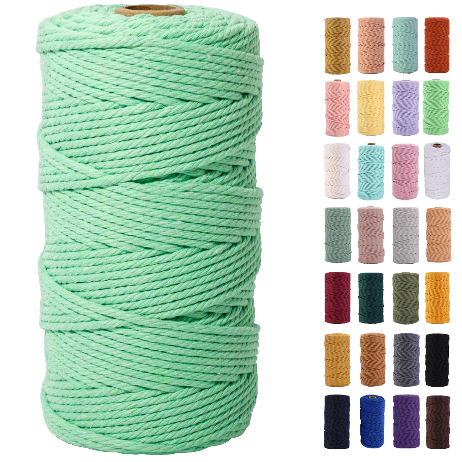 Cordón de macramé verde aguamarina de 3 mm para colgar plantas y tapices de pared