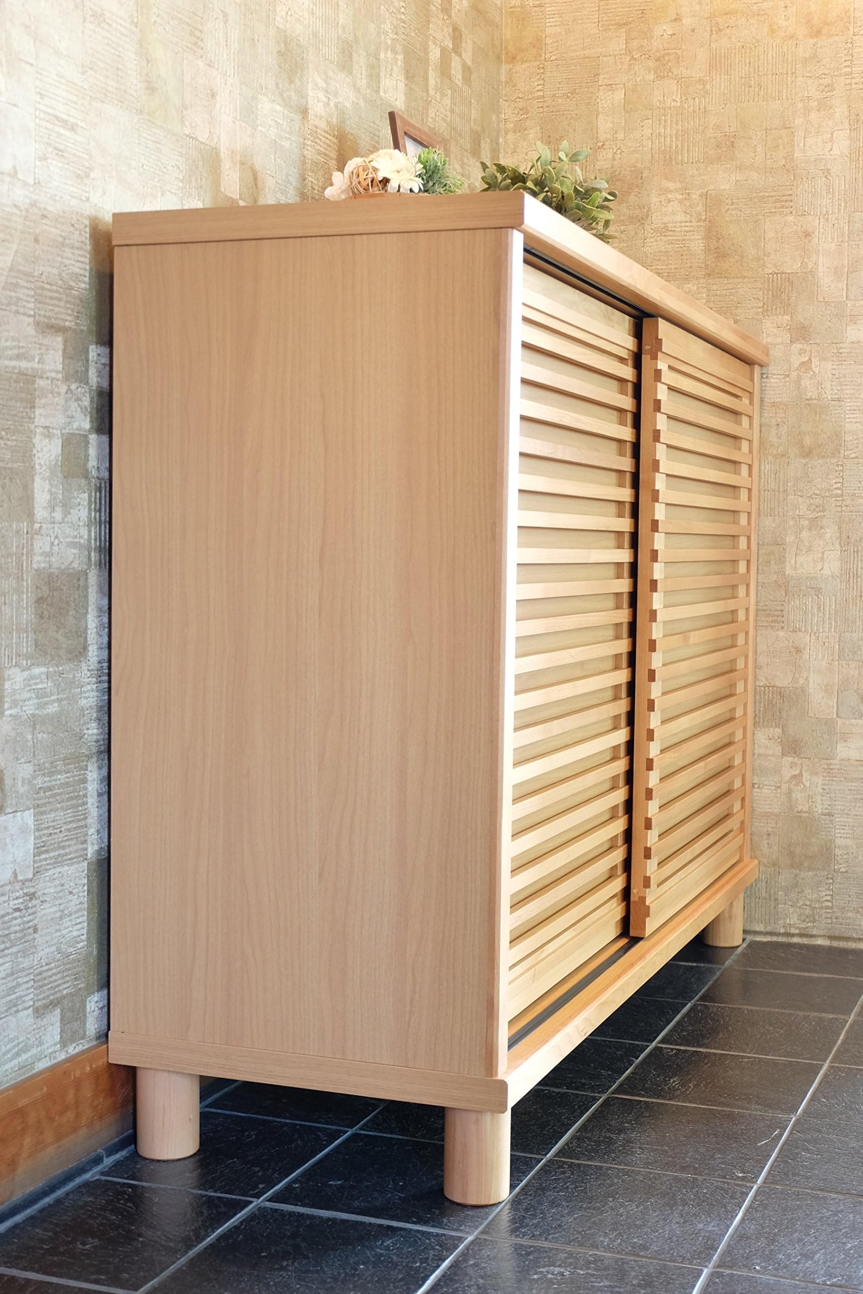 Amazon｜ISSEIKI シューズボックス 下駄箱 ナチュラル 幅116 格子