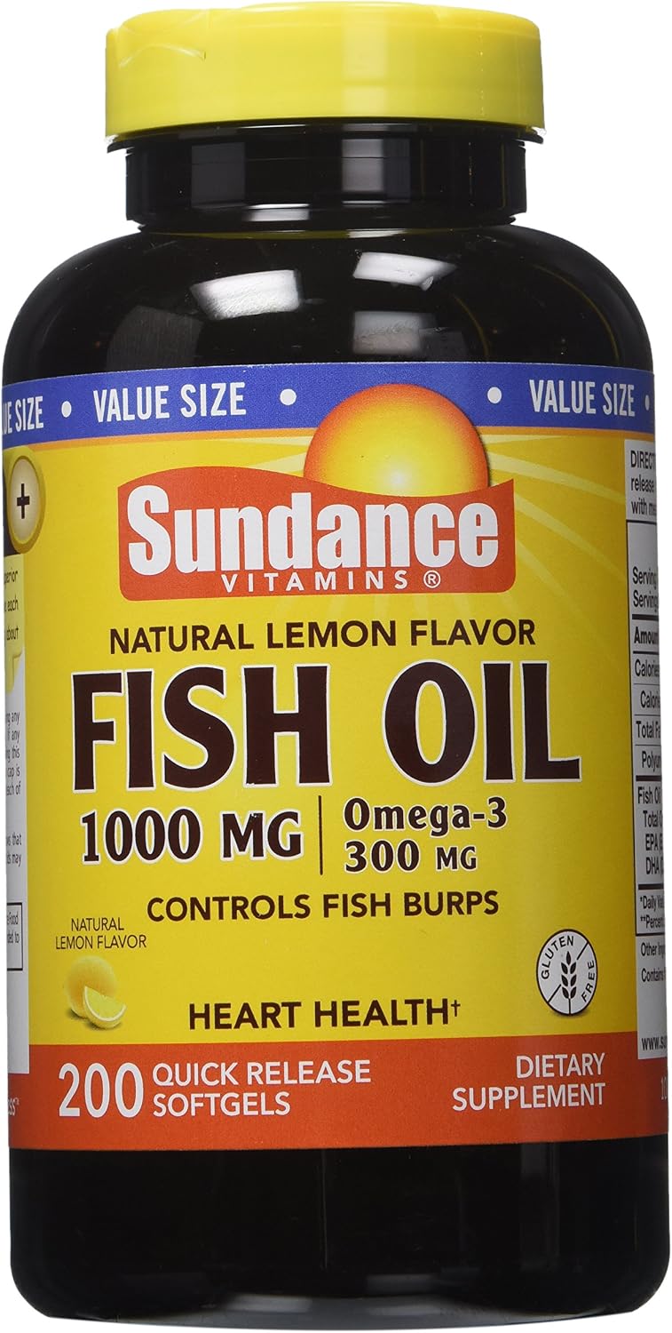 Sundance Omega-3 Lem Fish Oil 1000 mg, Natural Lemon Flavor