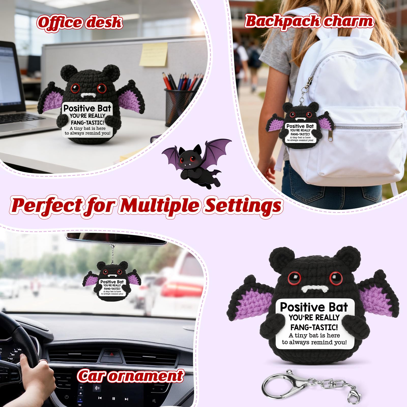 MBL Birthday Inspirational Gifts for Women - Motivational Funny Gag Boo Spooky Crochet Bat Birthday Graduation Stress Relief Cheer Positive Affirmation Gifts for Men Coworkers Friend Colleges Teens