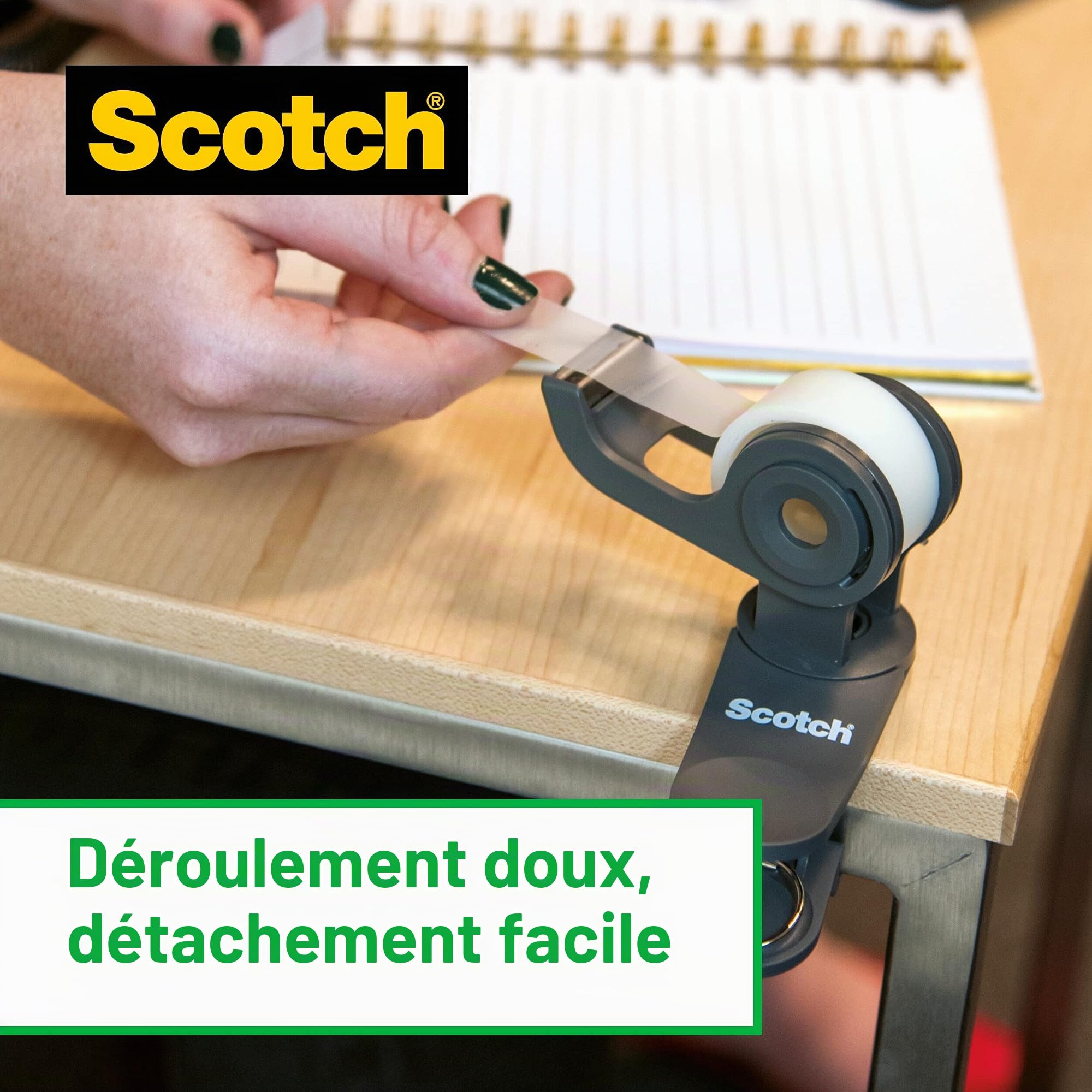 Scotch Magic Ruban Invisible - 8 Rouleaux - 19mm x 33m & Distributeur de Ruban Adhésif Chat - 1 Distributeur + 1 Rouleau Ruban Magique Scotch - Blanc