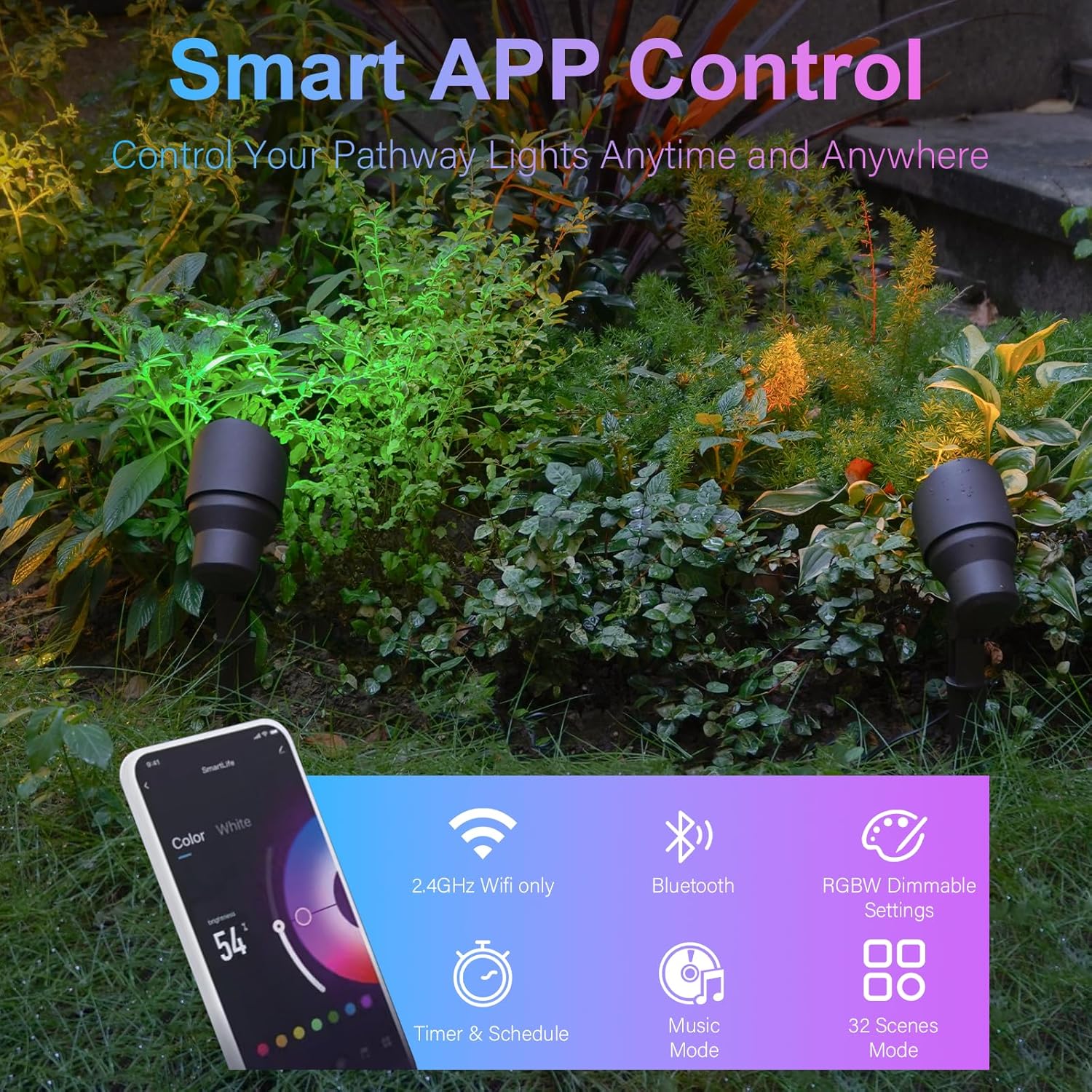 GOODSMANN RGBW Landscape Lighting Low Voltage Spot Lights Landscape with Color Changing Dimmable Flood Light 5W LED Metal Landscape Lights 12V AC Tree Lights (6 Pack)