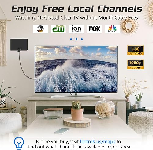 Vista 2 de Antena de TV para interiores, antena de TV digital 2026 para canales locales, antena HDTV para TV sin cable para TV inteligente/antigua Recepción