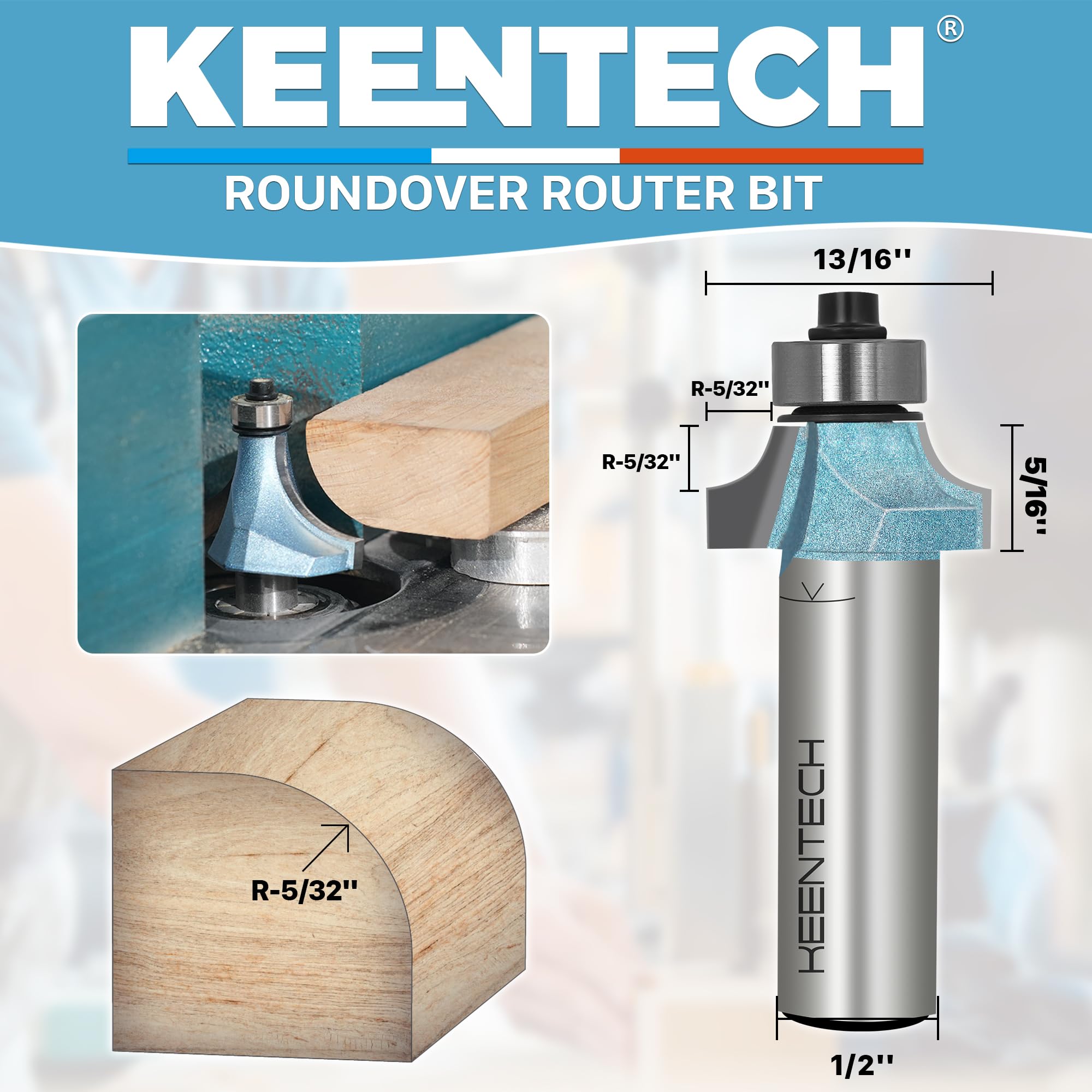 Snapklik.com : KEENTECH Round Over Router Bit, 1/2