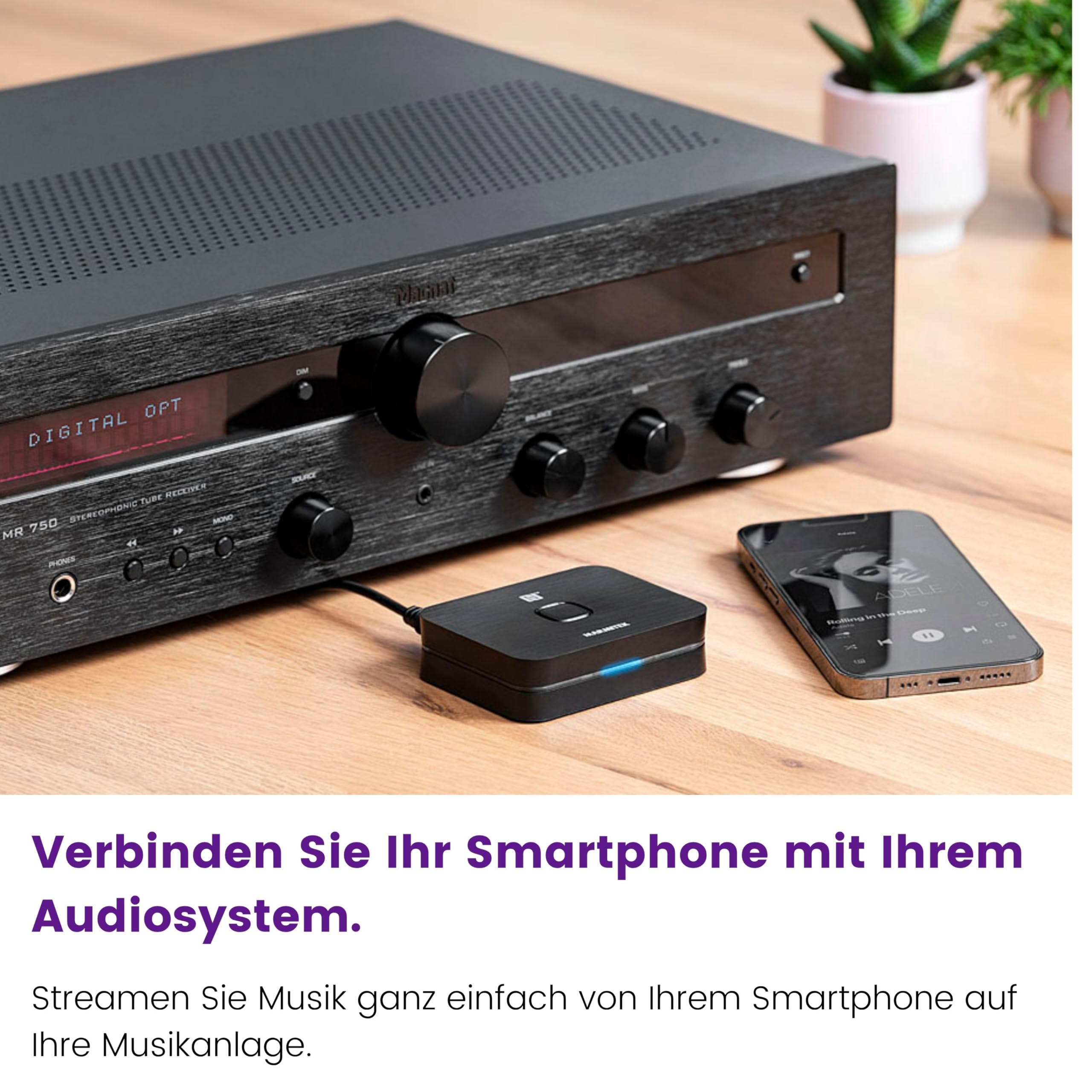 Marmitek BoomBoom 93 - Bluetooth Empfänger aptX Low Latency Toslink NFC | Audio Receiver für HiFi, Verstärker und Aktivlautsprecher, optischer Ausgang, 3,5 mm Klinke, Multipair und USB