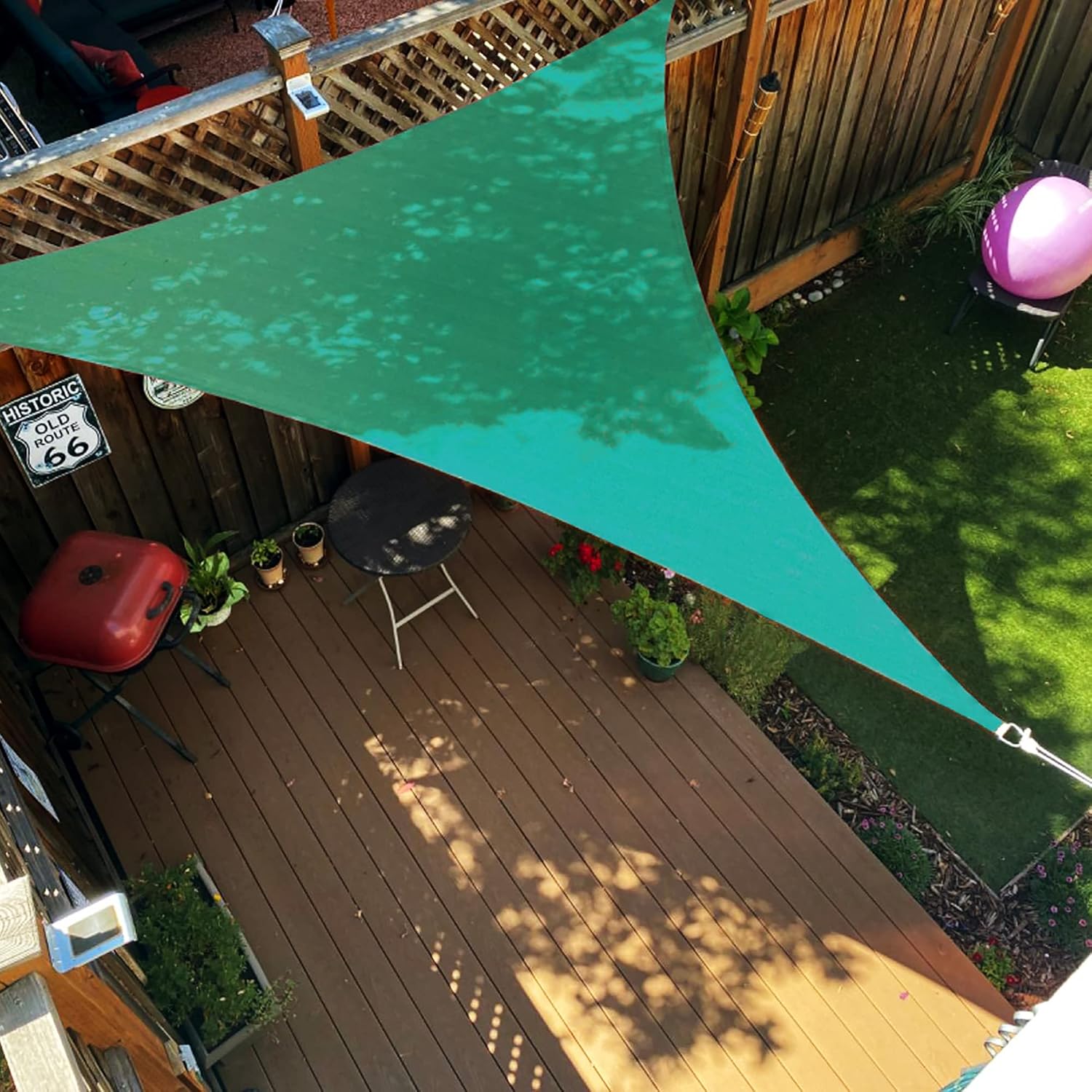 Triangle 32' x 32' x 32' Turquoise Custom Size Sun Shade Sail Patio Garden Outdoor Cover Breathable UV Protection - We Can Make Custom Sizes