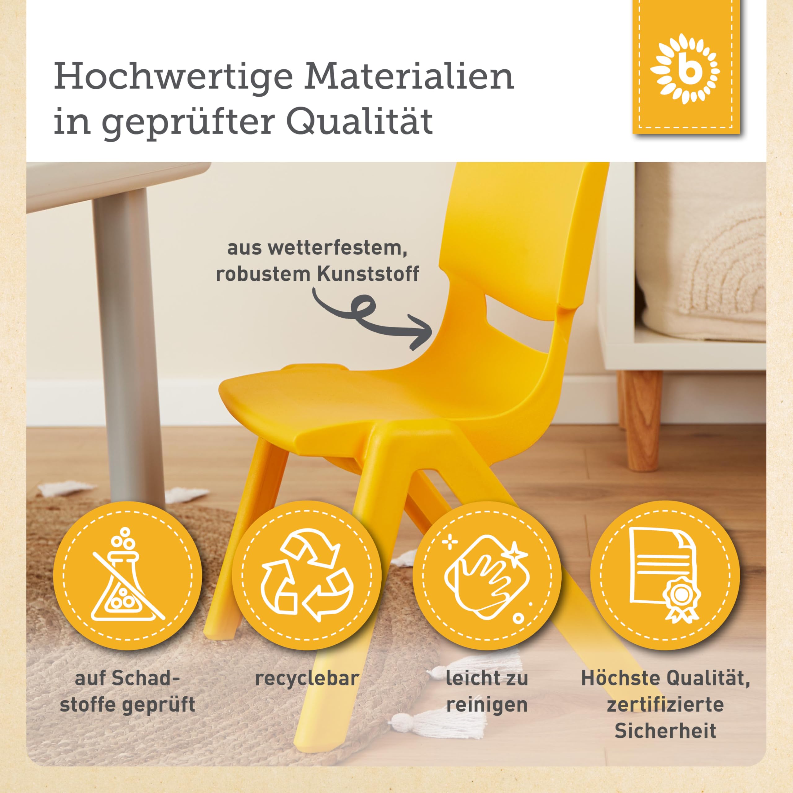 Bieco Kinderstuhl ab 1 Jahr bis 80 kg belastbar stapelbar | drinnen draußen gartenstuhl Kinder Stuhl kinderzimmer klappstuhl ab 3 Jahre ab 2 Jahre Stuhl Kinder hocker Plastik kindersessel Kleinkind