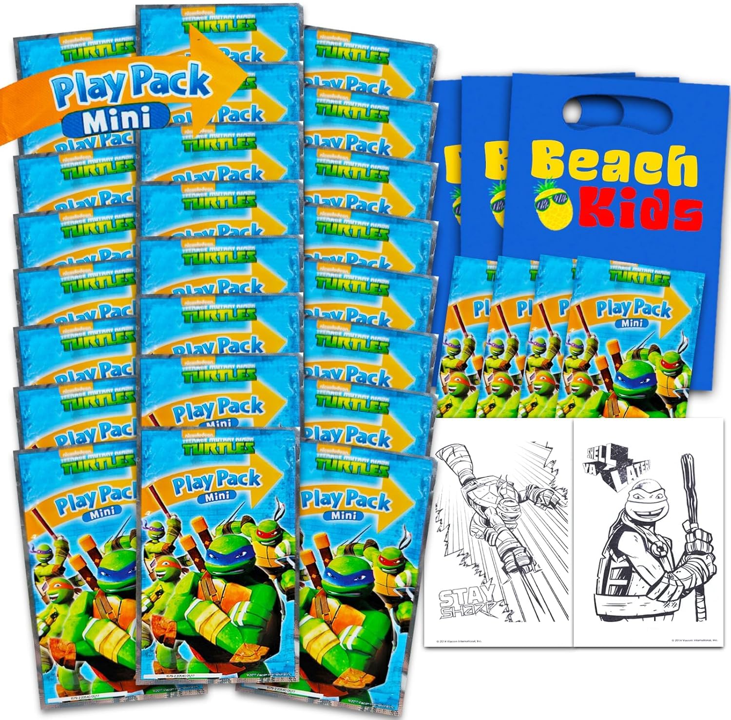 Teenage Mutant Ninja Turtles Party Favors Birthday Set - 24 Mini TMNT Activity Play Packs | Coloring Pages Book, Stickers, Loot Bags | TMNT Birthday