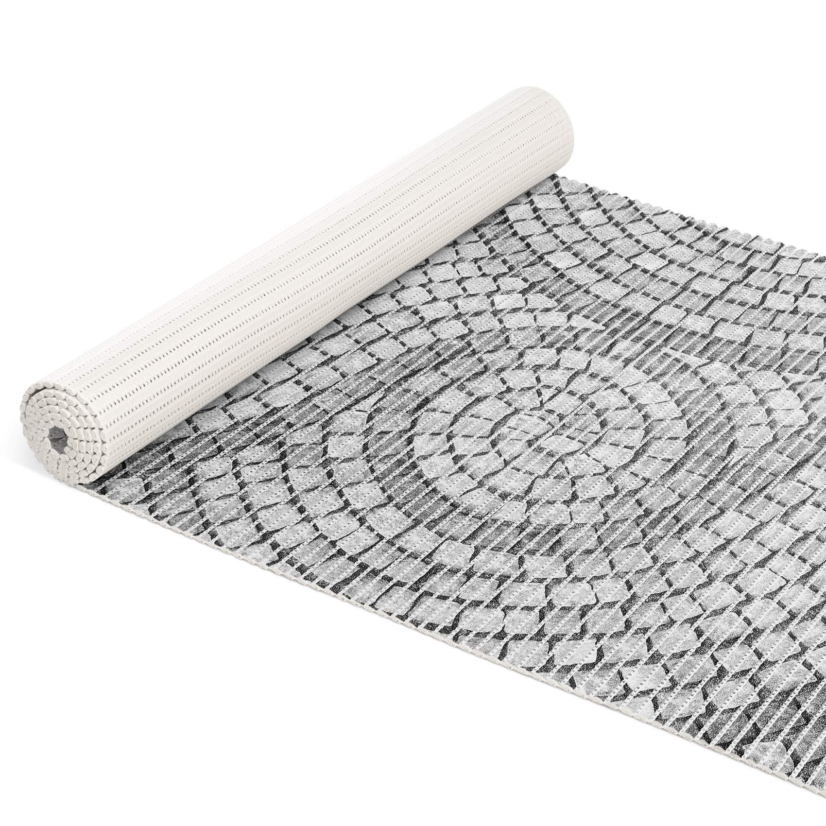 ANRO Weichschaummatte Badematte Bad Dusche WC Vorleger Teppich Antirutsch Badläufer Mosaiksteine Grau 1000x65cm (10m)