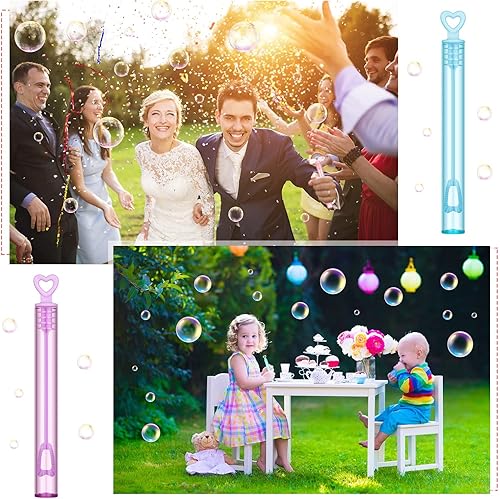 Miniatura 6 de Paquete de 40 mini varitas de burbujas surtidas de corazón, regalos de fiesta de neón, regalos de burbujas de arco iris, suministros de fiesta