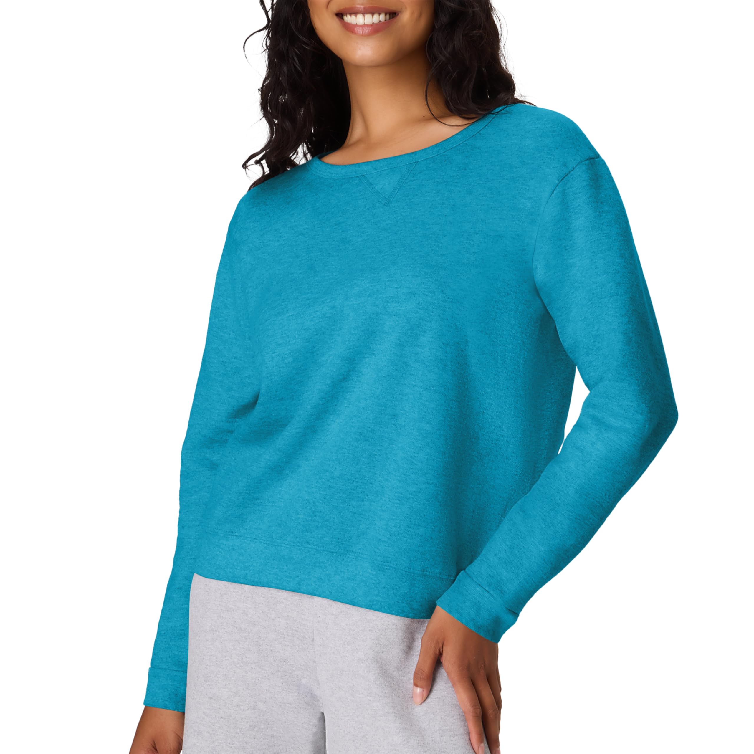 womens Crewneck Sweatshirt, Ecosmart Fleece Pullover With V-notch, Sweatshirt for Women