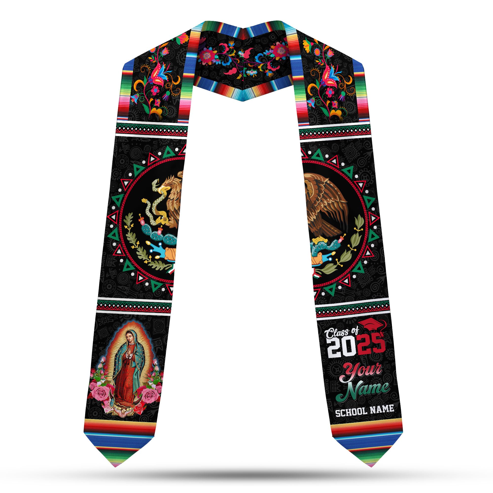 MonkeyVan Custom Mexican Graduation Sash Mexican Flag Graduation Stole Mexican Stoles for Graduation 2025 Mexican Graduation Sash Mxc9