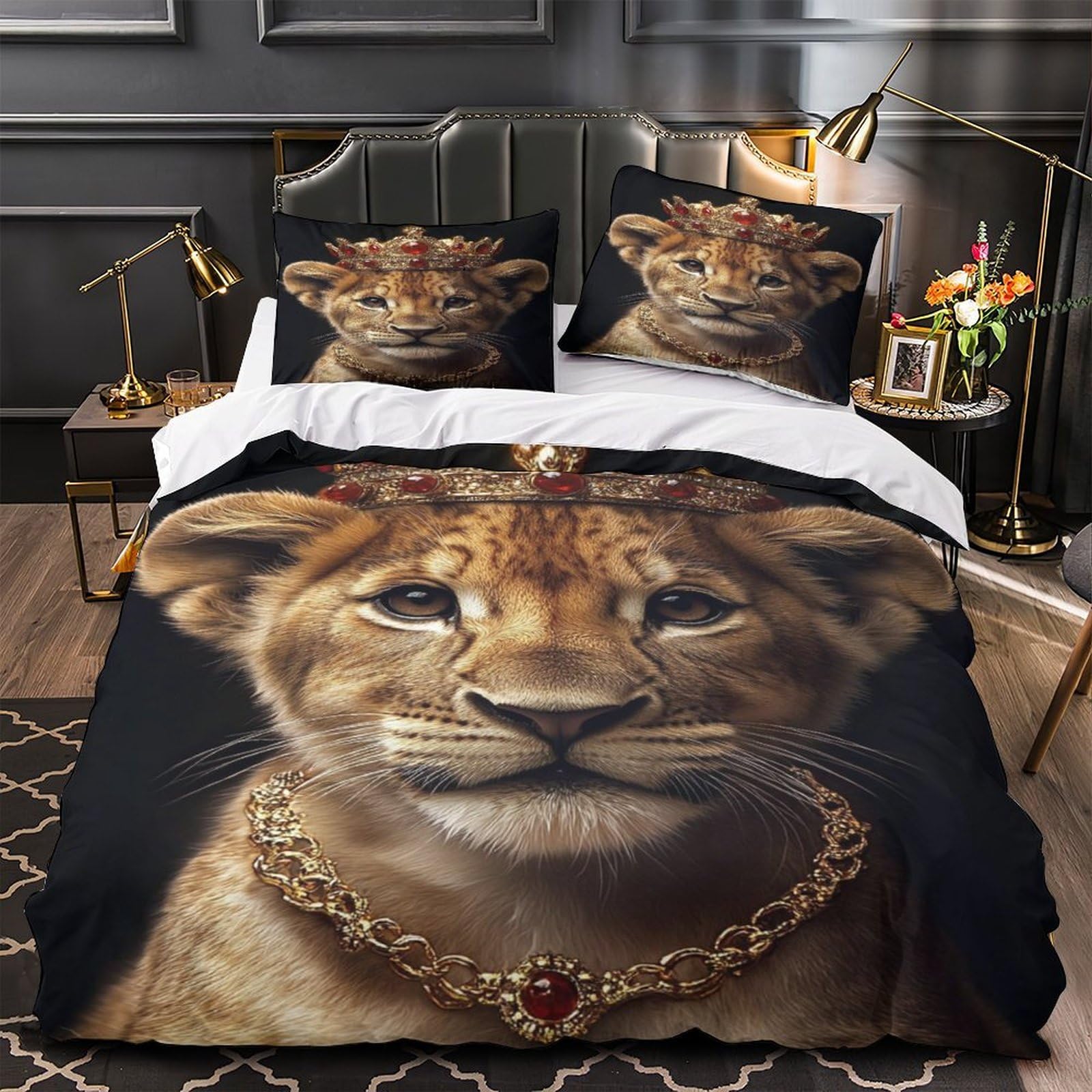 Housse de couette lionceau royal 3D pour relooker une chambre d'ado de taille Super King