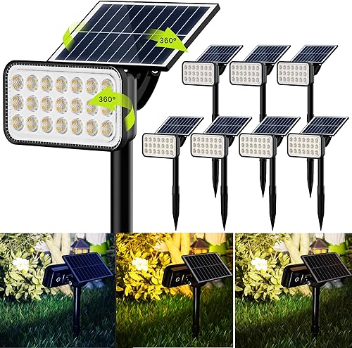 Miniatura 9 de JACKYLED Focos solares para exteriores, 84 luces LED solares para exteriores con 5 modos de encendido y apagado automático, IP65 impermeables focos