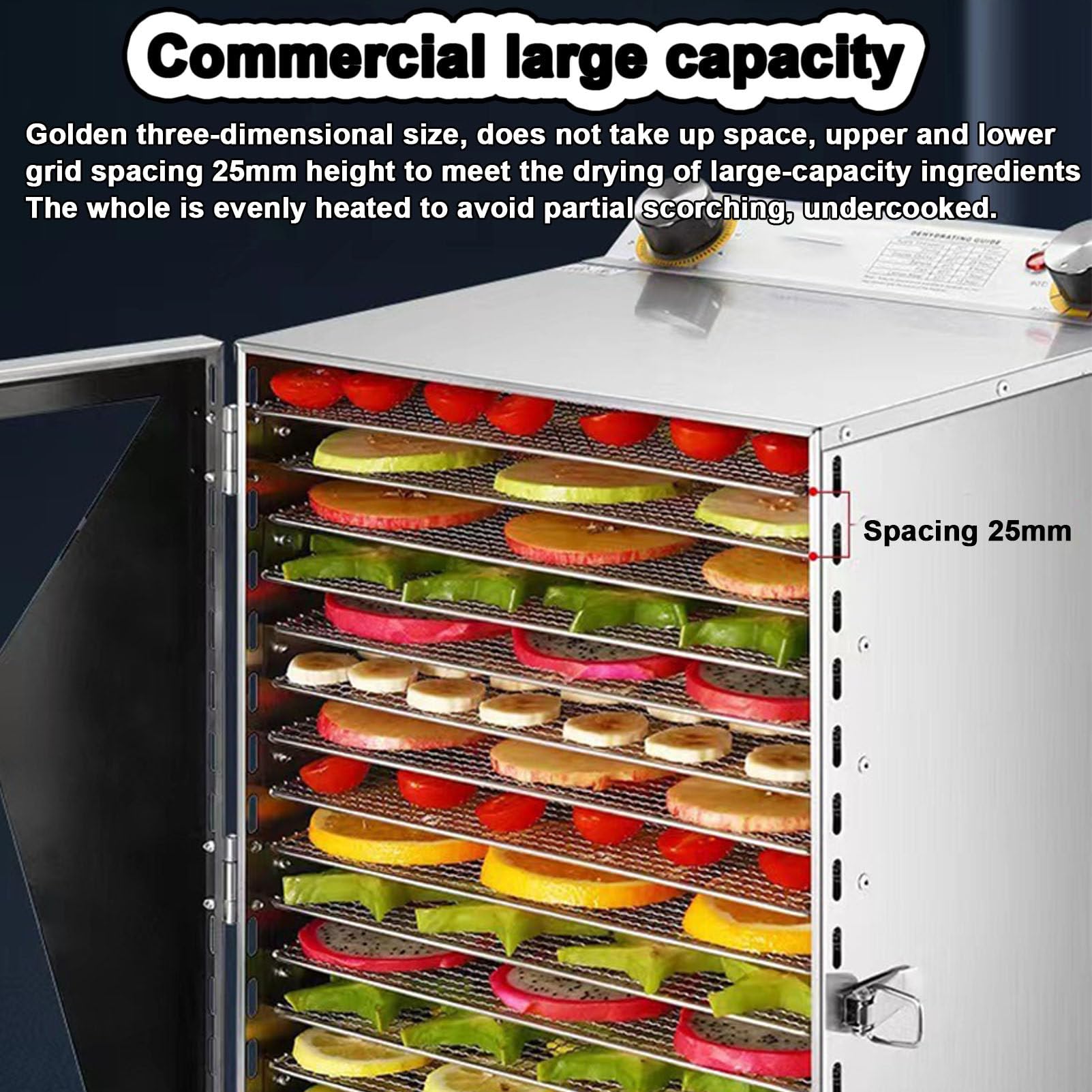 Máquina secadora de alimentos para el hogar, máquina secadora de flujo de aire de 360° para dulces y bocadillos, máquina deshidratadora de alimentos con temporizador digital ajustable y control