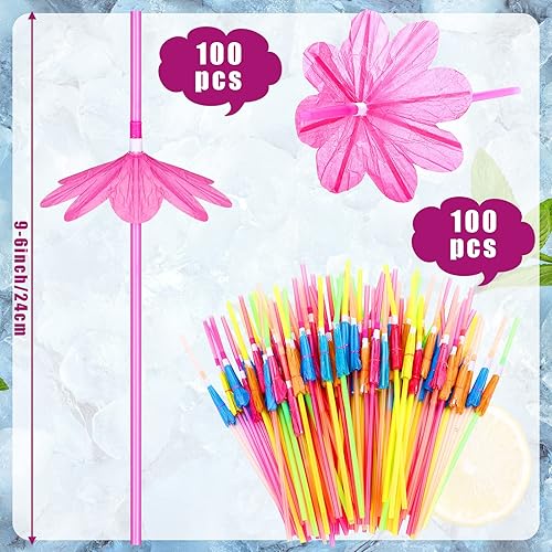 Miniatura 2 de 100 popotes para paraguas, bebidas, cócteles, para verano, para fiesta en la playa hawaiana, pajitas tropicales, decoraciones de bebidas,