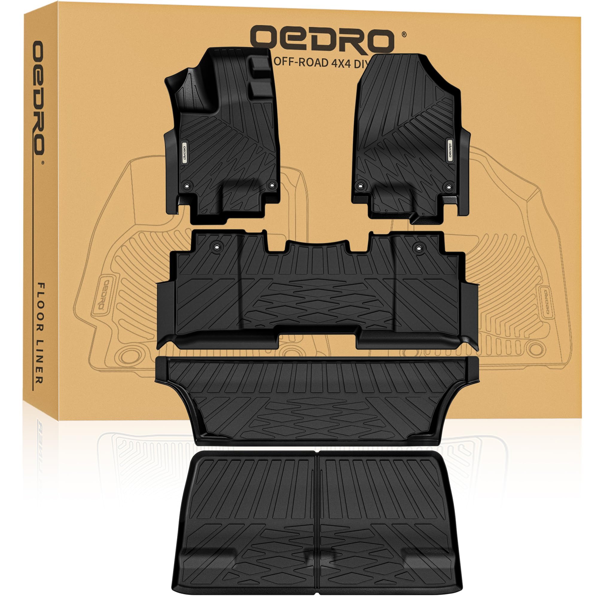 OEDRO Upgraded Floor Mats Fit for Honda Odyssey Mini Pessenger Van 2026-2018 Car Mats Custom Fit Mini Van