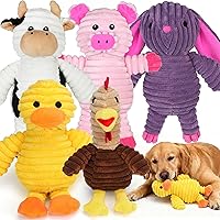 PrimePets 5 Pack Plush Squeaky Dog Toys - Durable Stuffed Animal Chew Toys for Small Medium Large Gentle Dogs