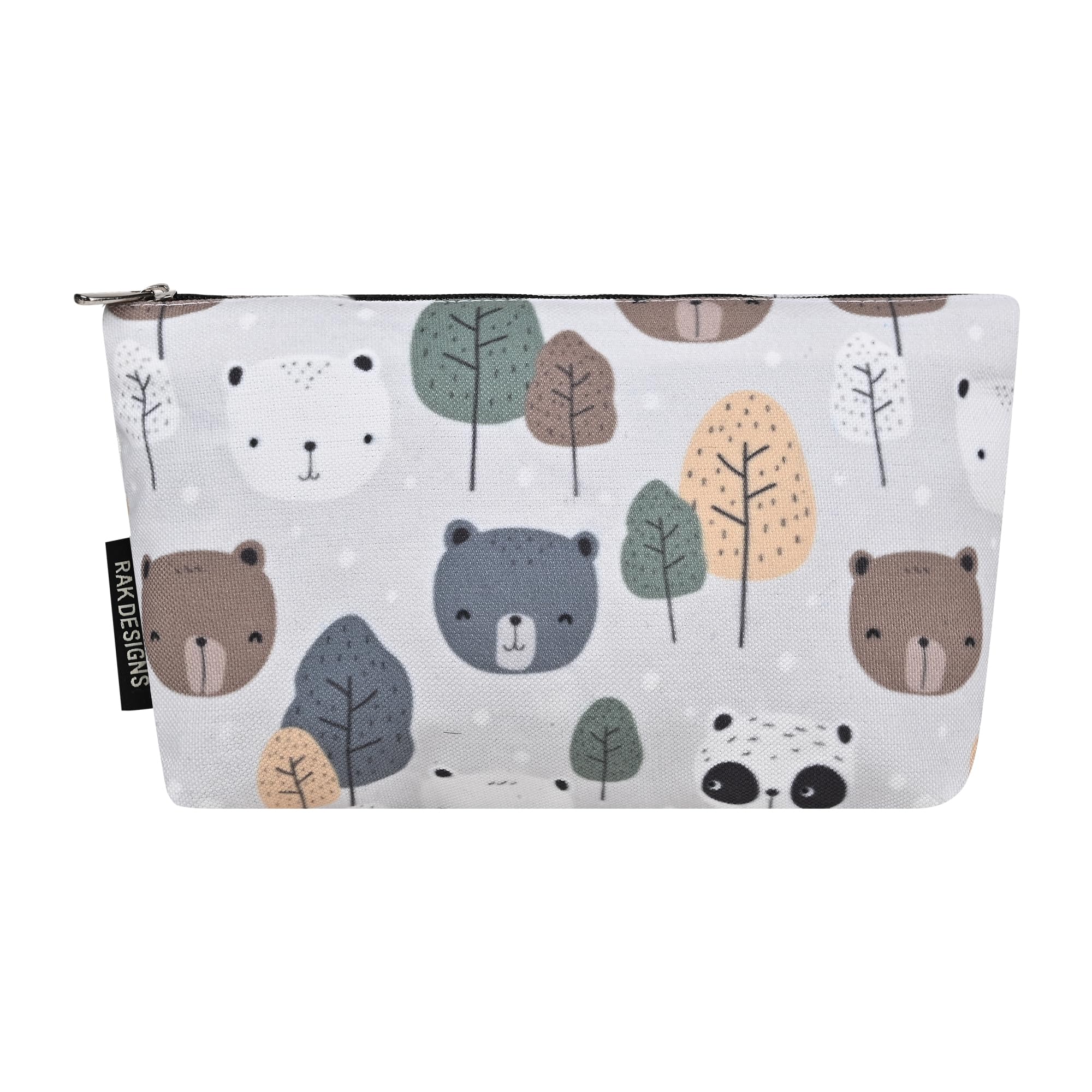 Printed Cotton Canvas Design Pencil Pouch for Travel, Office/Zipper Closure/Multipurpose Pouch for Gadgets, Stationary Items/Pencil Case for Artists, Students, Professionals (White Base)-image-43