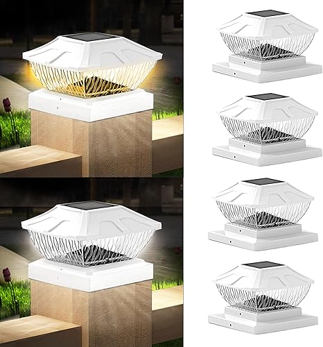 Miniatura 1 de Luces solares para poste, 6 paquetes de luces solares para postes de poste, superbrillantes, 2 modos de color, luces solares para postes al aire